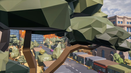 Graphic resources for sustainable development goals biodiversity a growing economy and ecology 3D render and low polyの写真素材