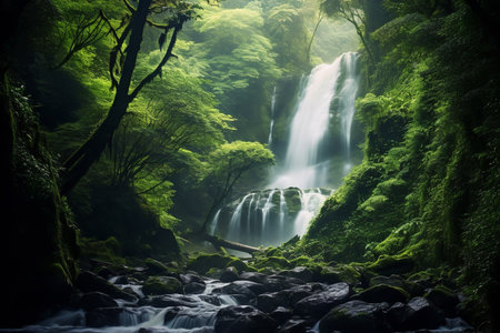 A Majestic Waterfalls: Capturing Nature's Powerful Beauty in Motionの素材