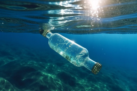 A Plastic Pollution Crisis in Ocean - Environmental Awareness Conceptの素材