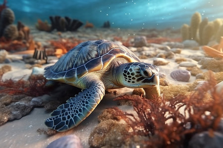 A Plastic Pollution Crisis in Ocean - Environmental Awareness Conceptの素材