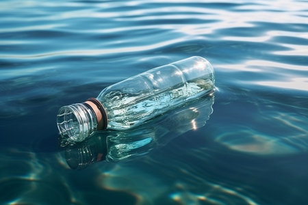 A Plastic Pollution Crisis in Ocean - Environmental Awareness Conceptの素材