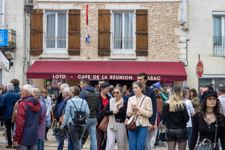 Vergt, Dordogne, France May 22 2023: Strawberry's party in a rural cityのeditorial素材