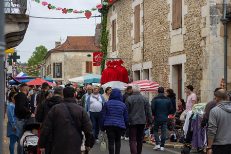 Vergt, Dordogne, France May 22 2023: Strawberry's party in a rural city
