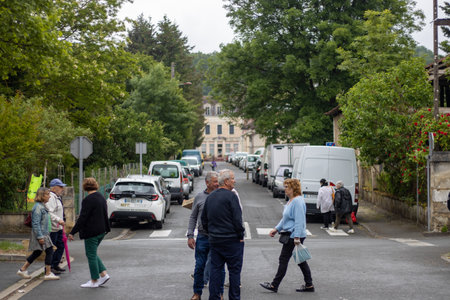 Vergt, Dordogne, France May 22 2023: Strawberry's party in a rural cityのeditorial素材