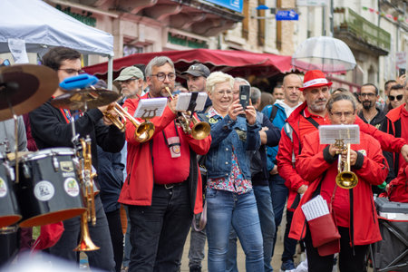 Vergt, Dordogne, France May 22 2023: Strawberry's party in a rural cityのeditorial素材