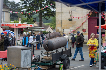 Vergt, Dordogne, France May 22 2023: Strawberry's party in a rural cityのeditorial素材