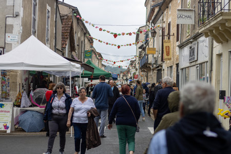Vergt, Dordogne, France May 22 2023: Strawberry's party in a rural cityのeditorial素材