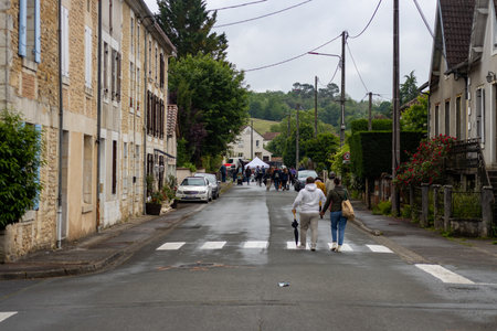 Vergt, Dordogne, France May 22 2023: Strawberry's party in a rural cityのeditorial素材