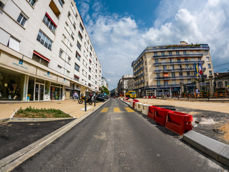 Perigueux, Dordogne, France May 05 2023: A Glimpse of the Perigueux City from the Roadのeditorial素材