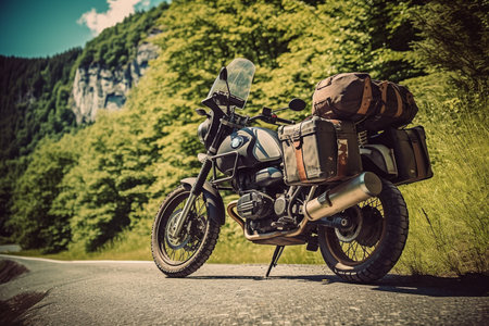 A Road Trip on the roads by motorcycleの素材