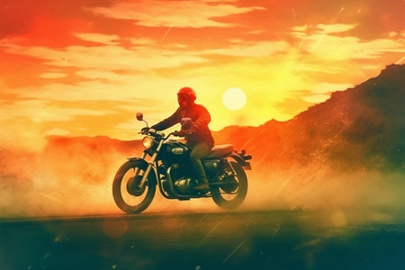 A Road Trip on the roads by motorcycleの素材