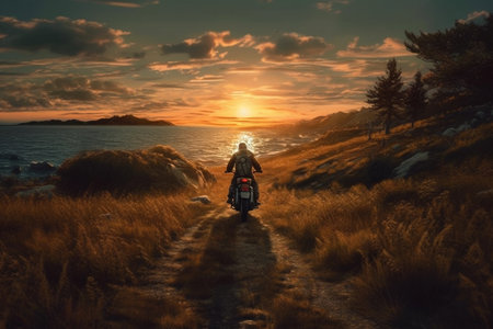 A Road Trip on the roads by motorcycleの素材