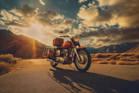 A Road Trip on the roads by motorcycleの素材