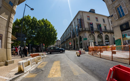 Perigueux, Dordogne, France May 31 2023: Navigating City Life: An Examination of Transport Systems and Traffic Circulationのeditorial素材