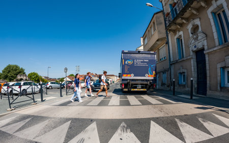 Perigueux, Dordogne, France May 31 2023: Navigating City Life: An Examination of Transport Systems and Traffic Circulationのeditorial素材