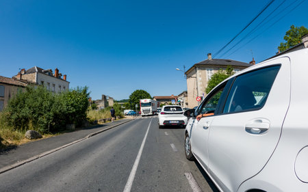 Perigueux, Dordogne, France May 31 2023: Navigating City Life: An Examination of Transport Systems and Traffic Circulationのeditorial素材