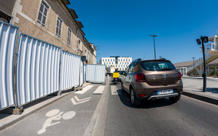 Perigueux, Dordogne, France May 31 2023: Navigating City Life: An Examination of Transport Systems and Traffic Circulationのeditorial素材