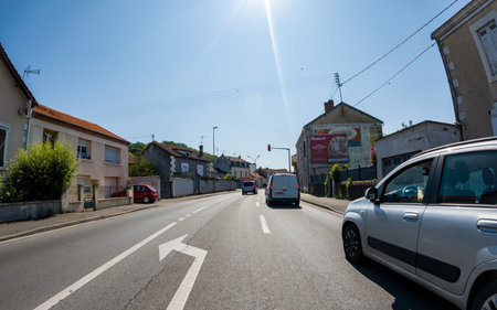 Perigueux, Dordogne, France May 31 2023: Navigating City Life: An Examination of Transport Systems and Traffic Circulationのeditorial素材