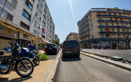 Perigueux, Dordogne, France May 31 2023: Navigating City Life: An Examination of Transport Systems and Traffic Circulationのeditorial素材