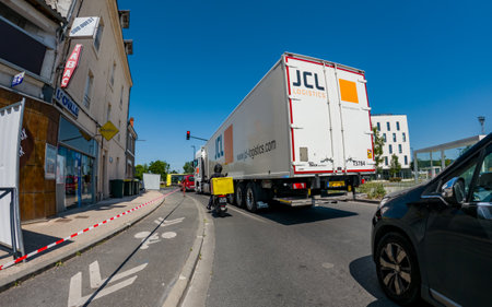 Perigueux, Dordogne, France May 31 2023: Navigating City Life: An Examination of Transport Systems and Traffic Circulationのeditorial素材