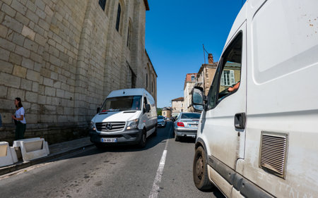Perigueux, Dordogne, France May 31 2023: Navigating City Life: An Examination of Transport Systems and Traffic Circulationのeditorial素材