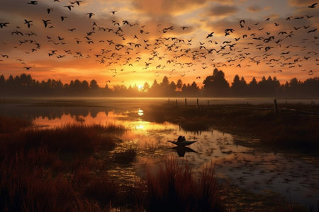 a Harmony in the Marsh: Capturing the Intricate Balance of the Wetland Ecosystemの素材