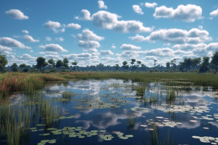 a Harmony in the Marsh: Capturing the Intricate Balance of the Wetland Ecosystemの素材