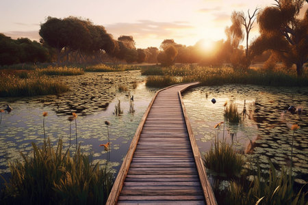 a Harmony in the Marsh: Capturing the Intricate Balance of the Wetland Ecosystemの素材
