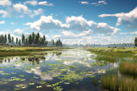 a Harmony in the Marsh: Capturing the Intricate Balance of the Wetland Ecosystemの素材