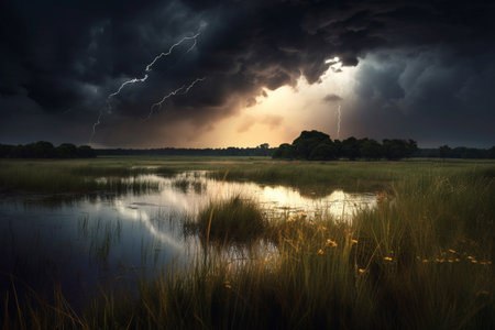 a Harmony in the Marsh: Capturing the Intricate Balance of the Wetland Ecosystemの素材
