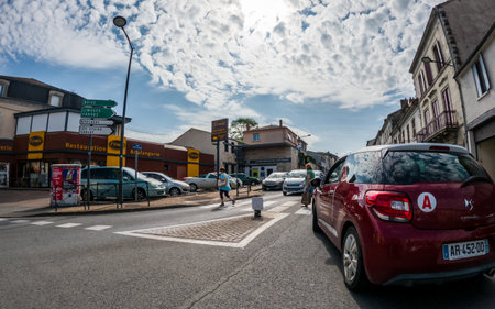 At Perigueux, Dordogne, France June 03 2023: Navigating City Life: An Examination of Transport Systems and Traffic Circulationのeditorial素材