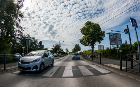 At Perigueux, Dordogne, France June 03 2023: Navigating City Life: An Examination of Transport Systems and Traffic Circulationのeditorial素材