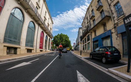 At Perigueux, Dordogne, France June 03 2023: Navigating City Life: An Examination of Transport Systems and Traffic Circulationのeditorial素材