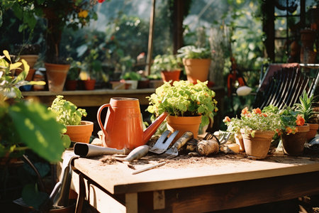 A Spectrum of Gardening: Tools, Plants, and Decor in Natural Harmonyの素材