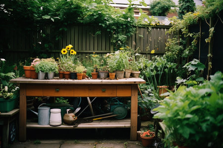 A Spectrum of Gardening: Tools, Plants, and Decor in Natural Harmonyの素材