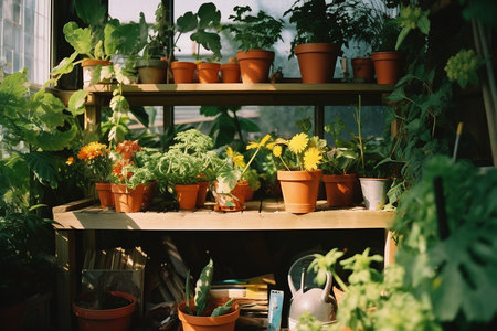 A Spectrum of Gardening: Tools, Plants, and Decor in Natural Harmonyの素材
