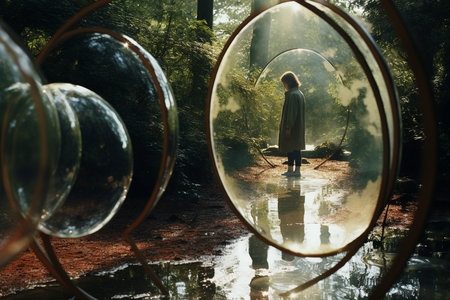 A Reality Distorted: A Surreal Journey Through Mirrors and Reflectionsの素材