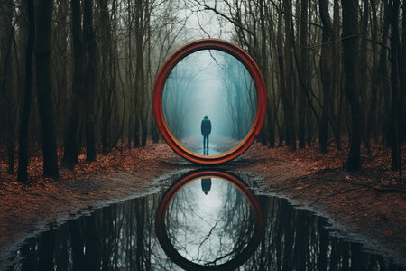 A Reality Distorted: A Surreal Journey Through Mirrors and Reflectionsの素材