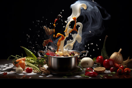 An Generative AI: Culinary Canvas: An Abstract Representation of Gourmet Cookingの素材