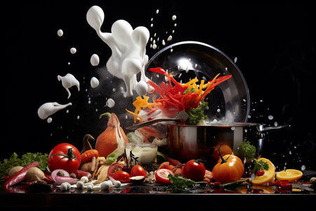 An Generative AI: Culinary Canvas: An Abstract Representation of Gourmet Cookingの素材
