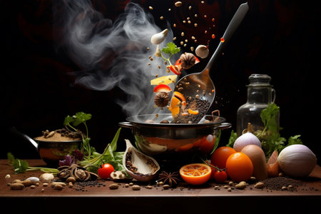 An Generative AI: Culinary Canvas: An Abstract Representation of Gourmet Cookingの素材