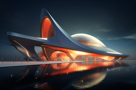 An Generative ai Future Skylines: An Abstract Representation of Futuristic Architectureの素材