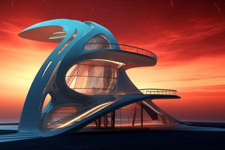 An Generative ai Future Skylines: An Abstract Representation of Futuristic Architectureの素材