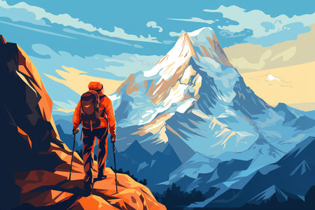An Generative AI: Peak Wanderlust: An Abstract Representation of Mountain Hikingの素材