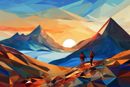 An Generative AI: Peak Wanderlust: An Abstract Representation of Mountain Hikingの素材
