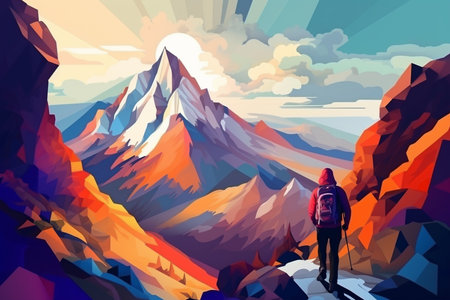 An Generative AI: Peak Wanderlust: An Abstract Representation of Mountain Hikingの素材