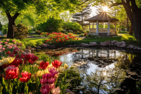 an Impressionistic Capture of a Vibrant Botanical Gardenの素材