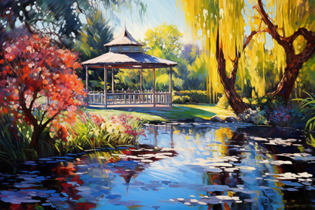 an Impressionistic Capture of a Vibrant Botanical Gardenの素材