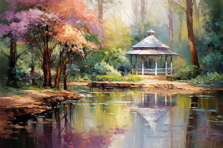 an Impressionistic Capture of a Vibrant Botanical Gardenの素材
