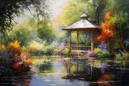 an Impressionistic Capture of a Vibrant Botanical Gardenの素材